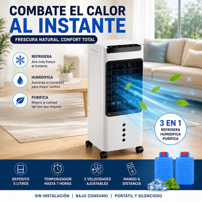 FreshBreeze Pro™ | Climatizador Portátil 3 en 1 con Depósito de 5L y Mando a Distancia
