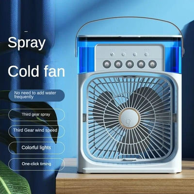 Ventilador Nebulizador con Luz RGB y 5 Pulverizadores — Depósito 600ml, USB-C y 7 Colores