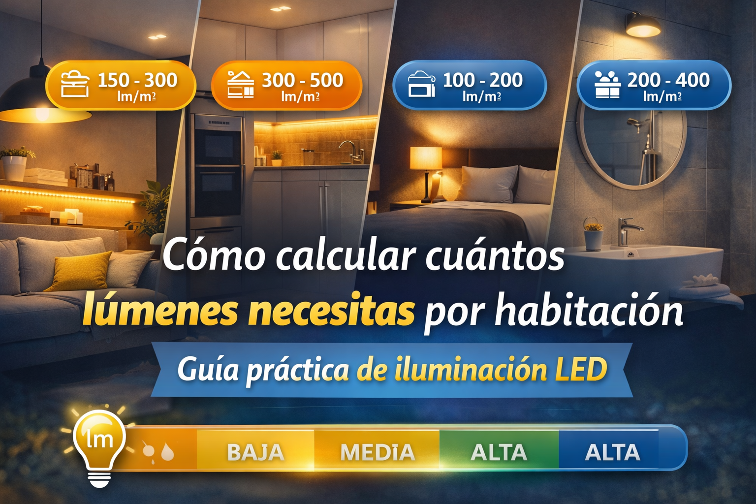 Cómo calcular cuántos lúmenes necesitas por habitación: guía práctica de iluminación LED