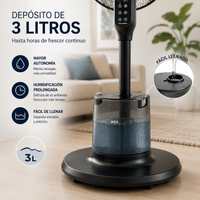 Ventilador de Pie Nebulizador con Mando a Distancia — Refrigeración 2 en 1 con Depósito 3L