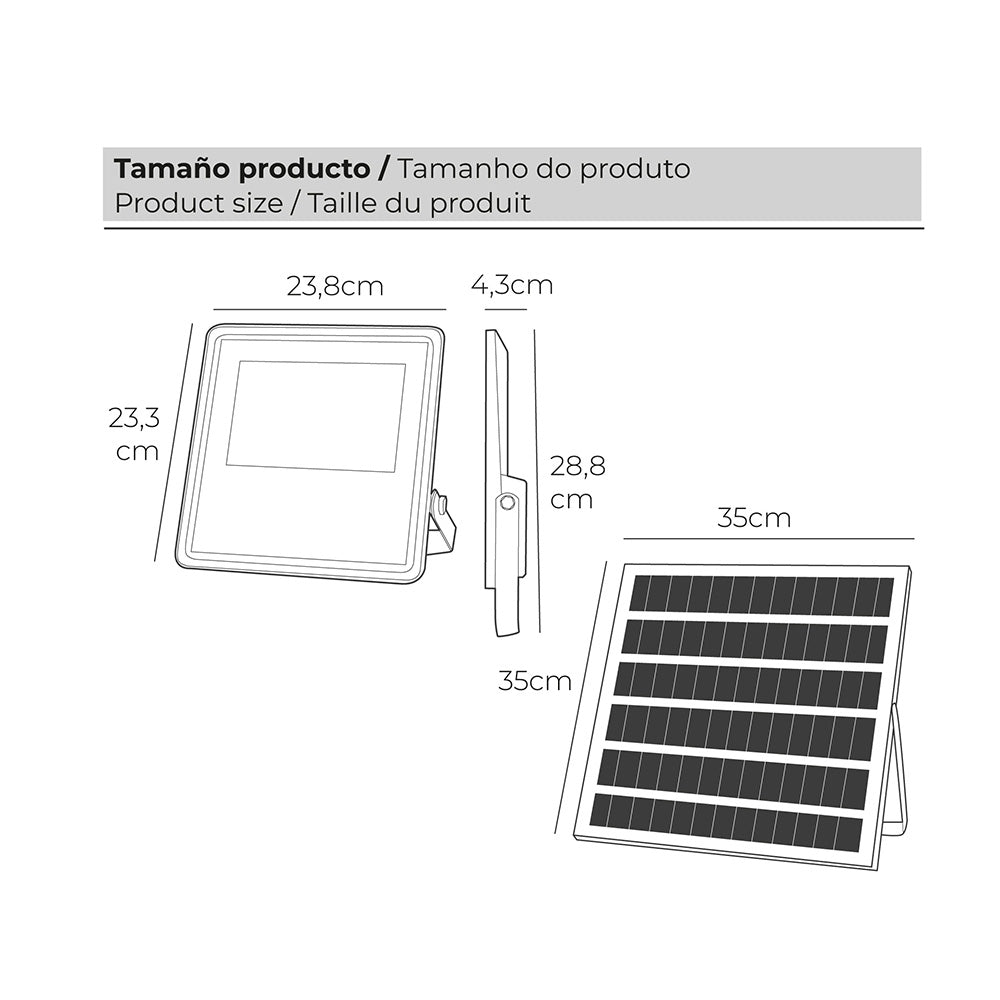 FOCO PROYECTOR LED SOLAR 200W 1500Lm 6500K