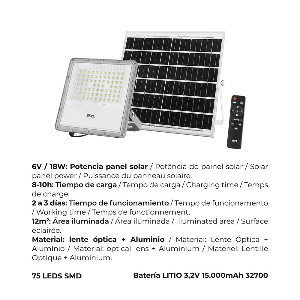 FOCO PROYECTOR LED SOLAR 200W 1500Lm 6500K