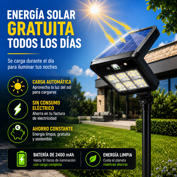 SolarBeam Pro™ | Farola Solar LED Exterior con Sensor de Movimiento y Mando a Distancia