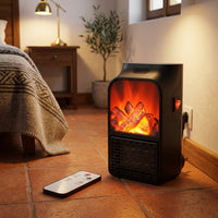 Calefactor eléctrico efecto chimenea 1000 W con mando a distancia