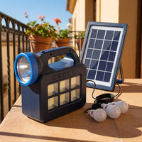 Batería portátil con placa solar para cortes de luz
