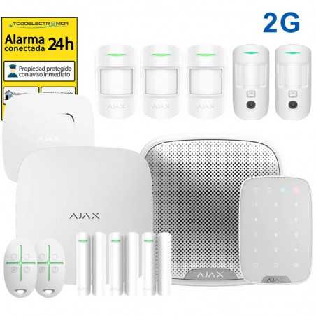 Kit alarma AJAX para negocio mediano con HUB2, detectores, sirena y FireProtect Plus