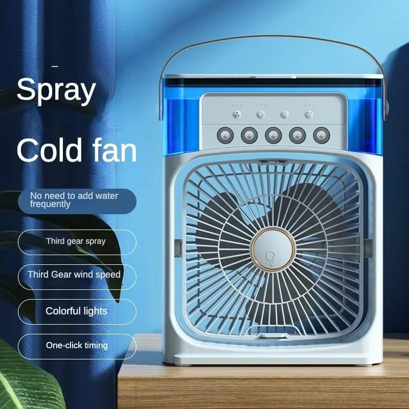 Ventilador Nebulizador con Luz RGB y 5 Pulverizadores — Depósito 600ml, USB-C y 7 Colores