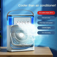 Ventilador Nebulizador con Luz RGB y 5 Pulverizadores — Depósito 600ml, USB-C y 7 Colores
