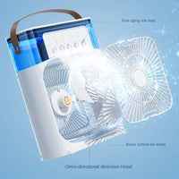 Ventilador Nebulizador con Luz RGB y 5 Pulverizadores — Depósito 600ml, USB-C y 7 Colores