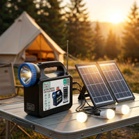 Batería portátil con placa solar para cortes de luz