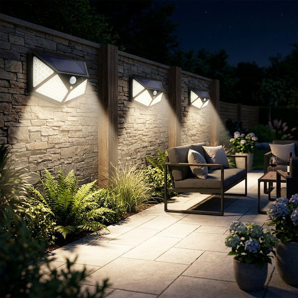Pack de 3 focos solares 100 LED